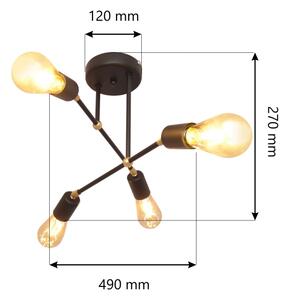Lustră aplicată ROSETTE 4xE27/15W/230V neagră/aurie