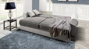 Canapea DELUXE, stofa catifelata gri, 256x106x90 cm, functie de dormit