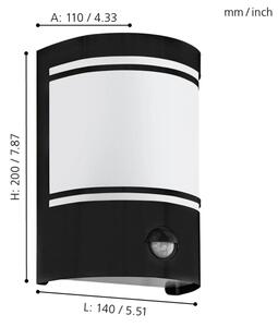 Aplică de exterior cu senzor CERNO 1xE27/40W/230V IP44 Eglo 99566