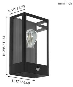 Aplică de exterior cu senzor ALAMONTE 1xE27/60W/230V IP44 Eglo 99587