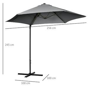 Umbrela de soare Outsunny cu rotire 360° si inclinare, gri inchis 2.5M | Aosom RO