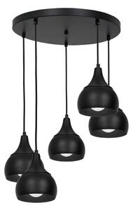 Lustră pe cablu AKTAN 5xE27/60W/230V neagră rotundă