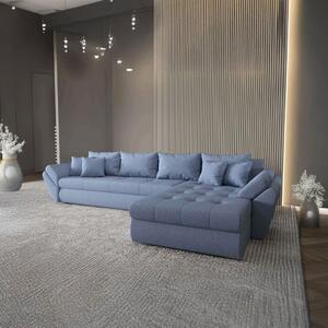 Colțar extensibil dumonde cu ladă de depozitare si sezut confortabil din spuma high-density, Loana XL Enjoy Albastru II 335x185 cm