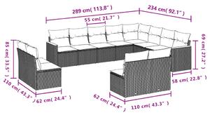 Set canapele de grădină cu perne, 12 piese, bej, poliratan