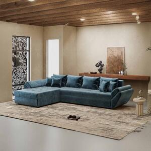 Colțar extensibil dumonde cu ladă de depozitare si sezut confortabil din spuma high-density, Loana XL Monolith Albastru 335x185 cm