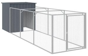 Cușcă câine cu țarc antracit 110x405x110 cm oțel galvanizat