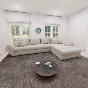 Colțar extensibil dumonde cu ladă de depozitare si sezut confortabil din spuma high-density, Loana XL Monte Bej II 335x185 cm