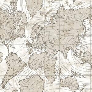 Noordwand Tapet „Friends & Coffee The World Map”, metalizat și bej 16657