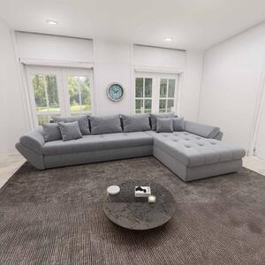 Colțar extensibil dumonde cu ladă de depozitare si sezut confortabil din spuma high-density, Loana XL Monte Gri 84 II 335x185 cm