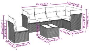 Set canapele de grădină, 7 piese, cu perne, bej, poliratan
