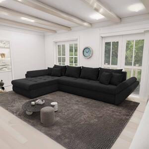 Colțar extensibil dumonde cu ladă de depozitare si sezut confortabil din spuma high-density, Loana XL Quelle Negru 335x185 cm