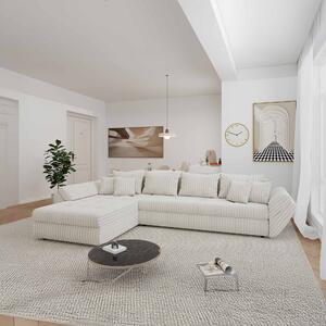 Colțar extensibil dumonde cu ladă de depozitare si sezut confortabil din spuma high-density, Loana XL Tilia Bej 01 335x185 cm