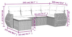 Set canapele de grădină cu perne, 6 piese, bej, poliratan