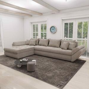 Colțar extensibil dumonde cu ladă de depozitare si sezut confortabil din spuma high-density, Loana XL Vibe Bej 06 335x185 cm