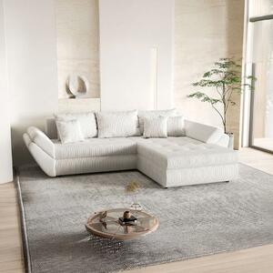 Colțar extensibil dumonde cu ladă de depozitare si sezut confortabil din spuma high-density, Loana Zoom Crem II 270x185 cm