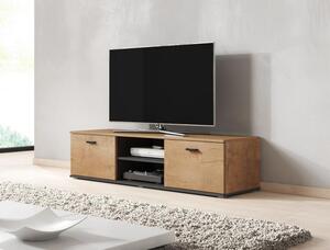 Comoda TV SOHO, stejar/negru, PAL laminat, 140x43x37 cm