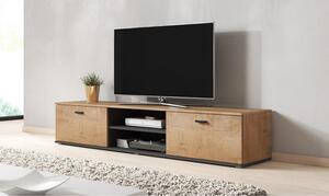 Comoda TV SOHO, stejar/negru, PAL laminat/MDF, 180x43x37 cm