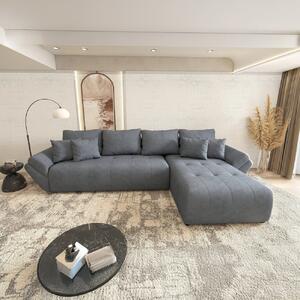 Colțar extensibil dumonde cu ladă de depozitare si sezut confortabil din spuma high-density,Berlin XL Enjoy Antracit 350x185 cm II