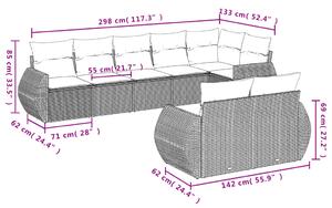 Set canapele de grădină cu perne, 8 piese, gri, poliratan