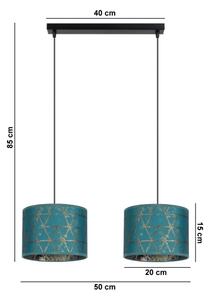 Lustră pe cablu REZO 2xE27/60W/230V turcoaz