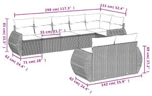 Set canapele de grădină, 8 piese, cu perne, bej, poliratan