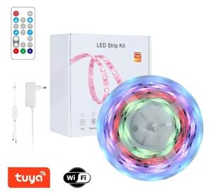 Bandă LED RGB dimabilă MUSIC 18W/230V 5m IP65 Wi-Fi Tuya Immax NEO 07734L + telecomandă