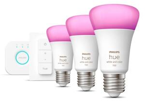 Kit de bază Philips Hue WACA 3xE27/9W 2000-6500K + Hue Bridge și întrerupător cu dimmer