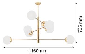 Lustră pe tijă CAMERON 8xE27/15W/230V alamă Argon 5043