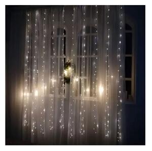 Instalatie LED tip perdea, 300 LED-uri, lumina calda, USB, telecomanda, timer, impermeabila, IP44, 3W, 5V, 2,9m