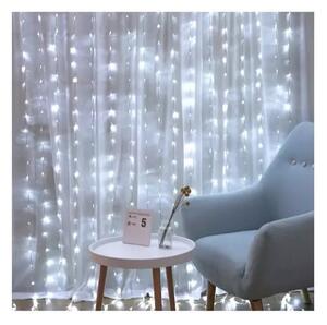 Instalatie LED tip perdea, 300 LED-uri, lumina calda, USB, telecomanda, timer, impermeabila, IP44, 3W, 5V, 2,9m
