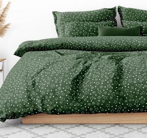 Goldea lenjerie de pat din bumbac - model x-29 - steluțe albe pe verde 140 x 200 și 70 x 90 cm