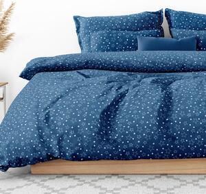 Goldea lenjerie de pat din bumbac - model x-16 - steluțe albe pe albastru 140 x 220 și 70 x 90 cm