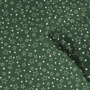 Goldea lenjerie de pat din bumbac - model x-29 - steluțe albe pe verde 140 x 200 și 70 x 90 cm