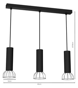 Lustră pe cablu DANTE 3xGU10/25W/230V neagră/crom lucios