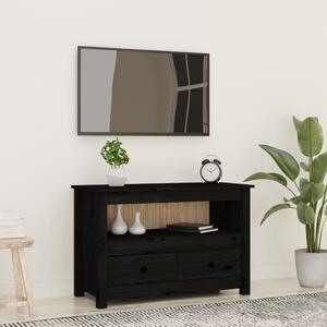 Comodă TV, negru, 79x35x52 cm, lemn masiv de pin