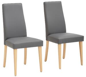 Set 2 scaune piele ecologica gri Mary 47/58,5/94 cm