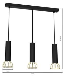 Lustră pe cablu DANTE 3xGU10/25W/230V negru/aurie