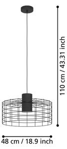Lustră pe cablu MILLIGAN 1xE27/40W/230V d. 48 cm neagră Eglo 43628