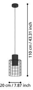 Lustră pe cablu MILLIGAN 1xE27/40W/230V d. 20 cm neagră Eglo 43625
