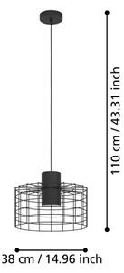 Lustră pe cablu MILLIGAN 1xE27/40W/230V d. 38 cm neagră Eglo 43627