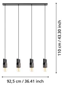 Eglo 99532 - Lustră suspendată pe cablu LOBATIA, 4xE27/40W/230V