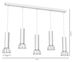 Lustră pe cablu DANTE 5xGU10/25W/230V albă/crom lucios