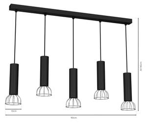 Lustră pe cablu DANTE 5xGU10/25W/230V neagră/crom lucios