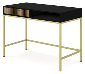 Măsuță consolă F Rowanna (Negru + Stejar artisan + Auriu). 1125087