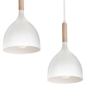 Lustră pe cablu NOAK 5xE27/60W/230V albă/lemn