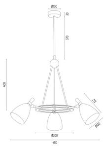 Lustră pe tijă CHARLOTTE 3xE27/15W/230V neagră/aurie Argon 6149