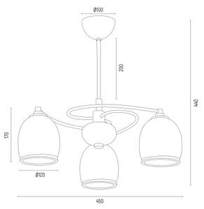 Lustră pe tijă AVILA PLUS 3xE27/15W/230V neagră/aurie/albă Argon 6144