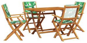 Set mobilier de grădină 5 piese textil model frunze/lemn masiv