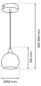 Lustră pe cablu MONTE 1xE27/60W/230V d. 15 cm crom mat