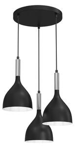 Lustră pe cablu NOAK 3xE27/60W/230V neagră/crom lucios